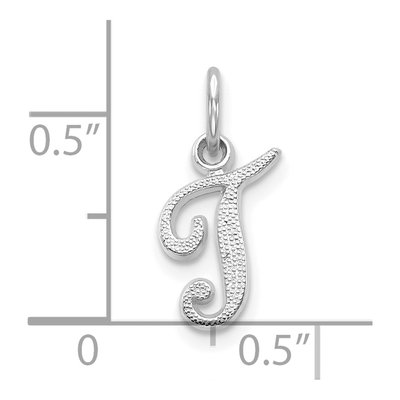 10K White Gold Script Initial T Pendant – view 4