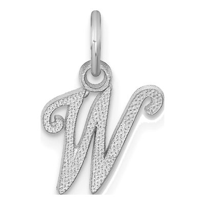 10K White Gold Initial W Charm