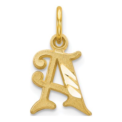 10K Yellow Gold Initial A Charm