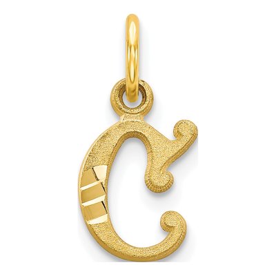 10K Yellow Gold Initial C Charm