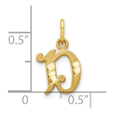 10K Yellow Gold Diamond-Cut Initial D Charm – view 4