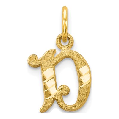 10K Yellow Gold Diamond-Cut Initial D Charm