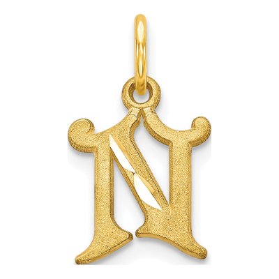 10K Yellow Gold Initial N Charm