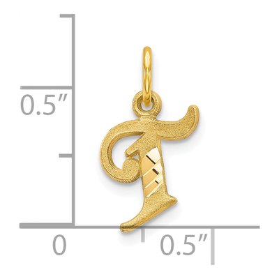 10K Yellow Gold Small Initial T Charm – view 4