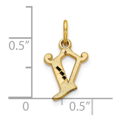 10K Yellow Gold Initial V Charm – view 4