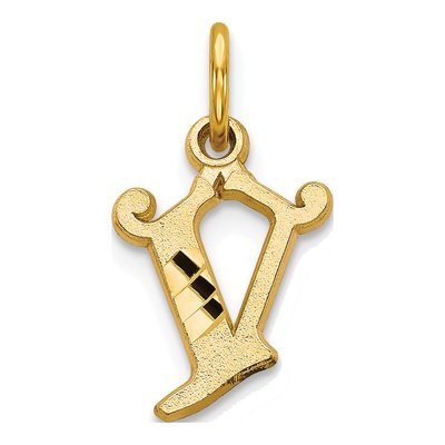 10K Yellow Gold Initial V Charm