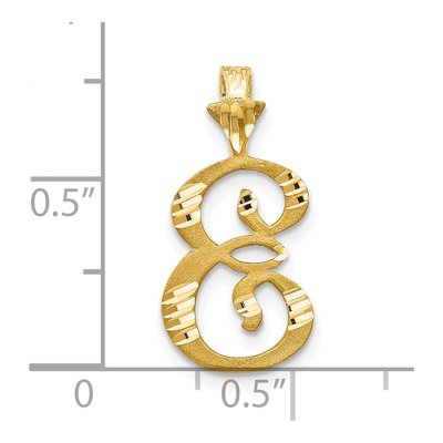 10K Yellow Gold Diamond-Cut Initial E Pendant – view 4
