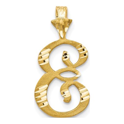 10K Yellow Gold Diamond-Cut Initial E Pendant