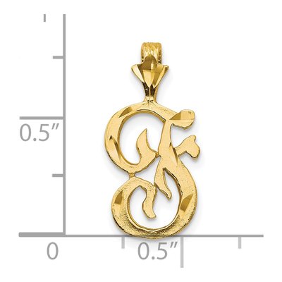 10K Yellow Gold Initial F Pendant – view 4
