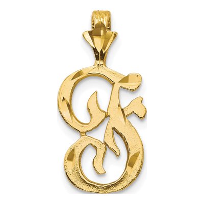 10K Yellow Gold Initial F Pendant