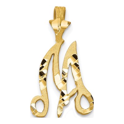 10K Yellow Gold Diamond-Cut Initial M Pendant