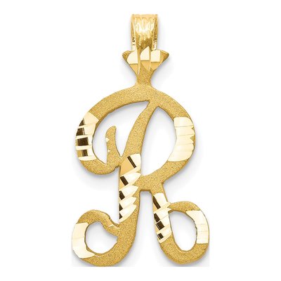 10K Yellow Gold Initial R Pendant