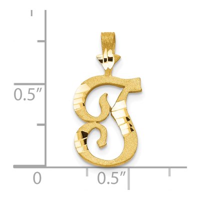 10K Yellow Gold Initial T Pendant – view 4