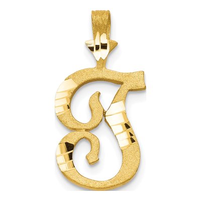 10K Yellow Gold Initial T Pendant