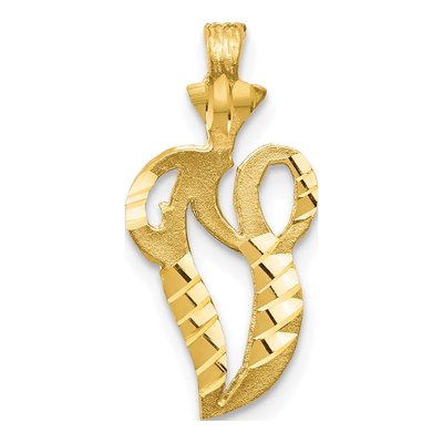 10K Yellow Gold Initial V Pendant