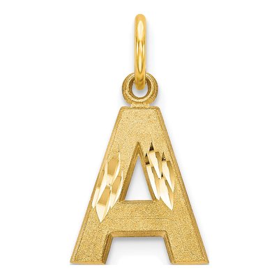 10K Yellow Gold Block Initial A Pendant