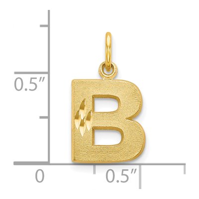 10K Yellow Gold Block Initial B Pendant – view 4