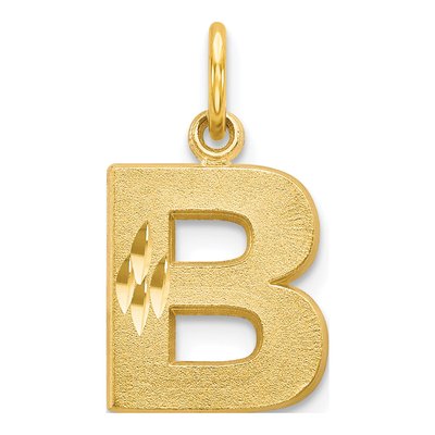 10K Yellow Gold Block Initial B Pendant