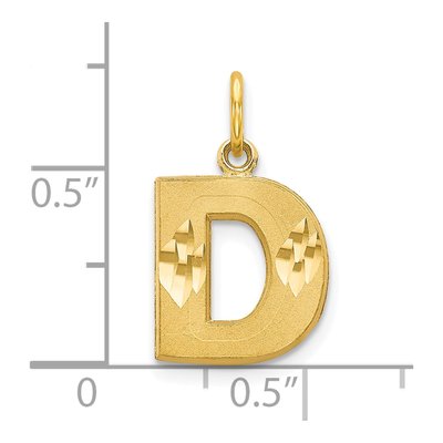 10K Yellow Gold Diamond-Cut Block Initial D Charm – view 4