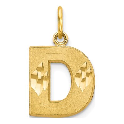 10K Yellow Gold Diamond-Cut Block Initial D Charm