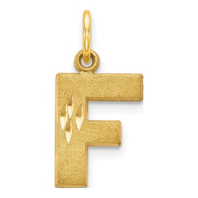 10K Yellow Gold Block Initial F Charm