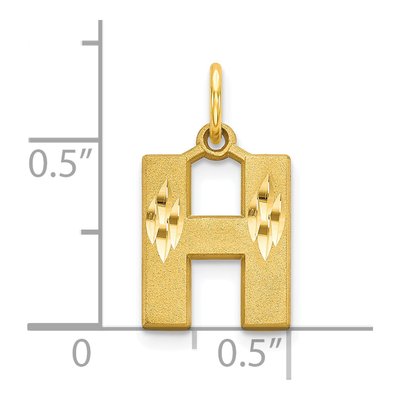 10K Yellow Gold Block Initial H Pendant – view 4