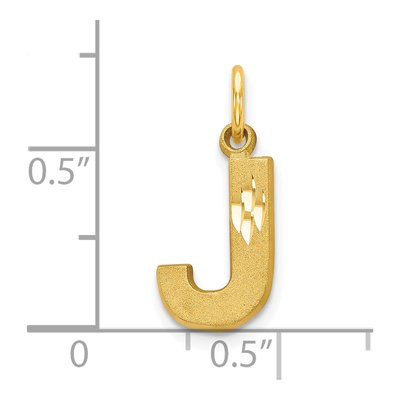 10K Yellow Gold Block Initial J Pendant – view 4