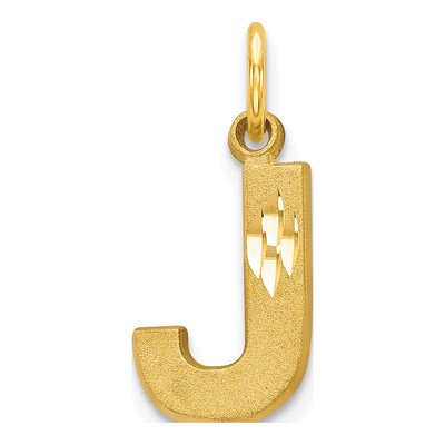 10K Yellow Gold Block Initial J Pendant