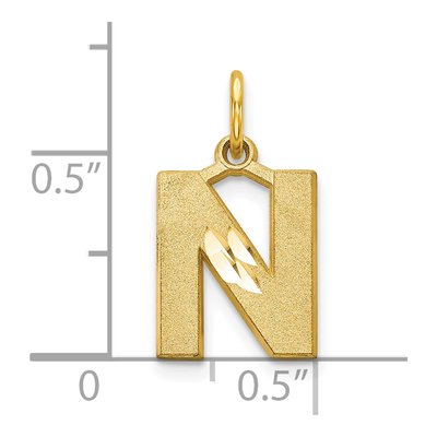 10K Yellow Gold Block Initial N Pendant – view 4