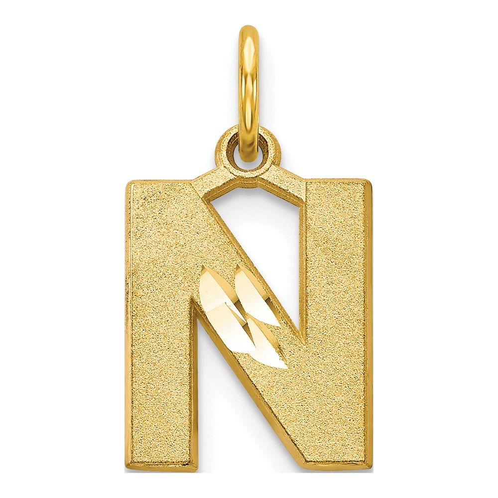 10K Yellow Gold Block Initial N Pendant