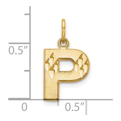 10K Yellow Gold Block Initial P Charm – view 4
