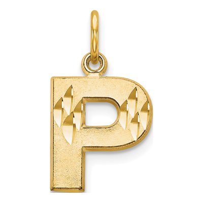 10K Yellow Gold Block Initial P Charm