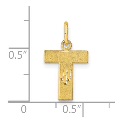 10K Yellow Gold Block Initial T Charm – view 4