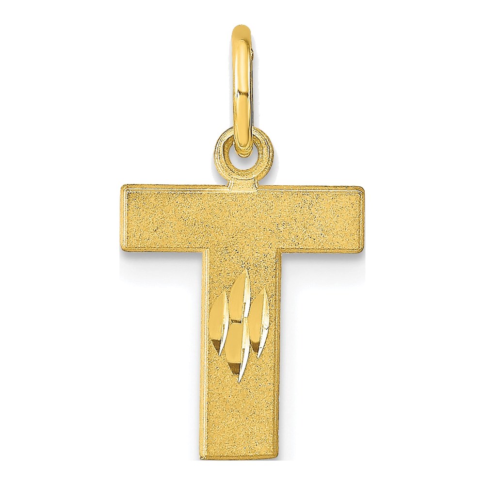 10K Yellow Gold Block Initial T Charm