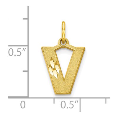 10K Yellow Gold Block Initial V Pendant – view 4