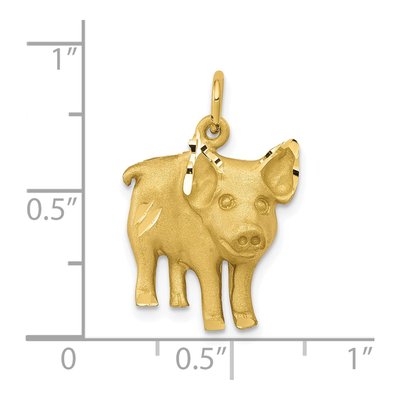 10K Yellow Gold Diamond-Cut Pig Pendant – view 4