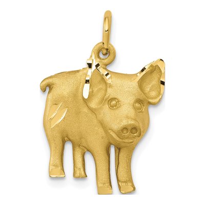 10K Yellow Gold Diamond-Cut Pig Pendant