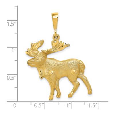 10K Yellow Gold Diamond-Cut Moose Pendant – view 4