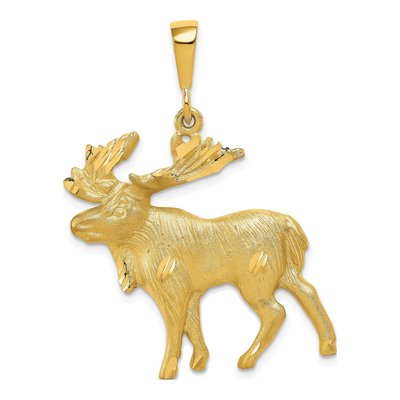 10K Yellow Gold Diamond-Cut Moose Pendant