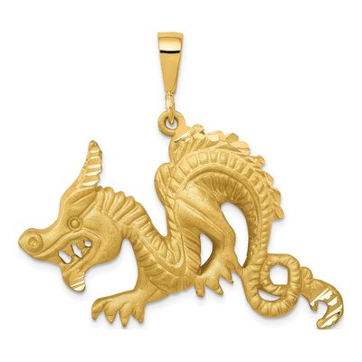 10K Yellow Gold Large Dragon Pendant