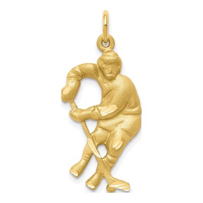 10K Yellow Gold Hockey Player Pendant