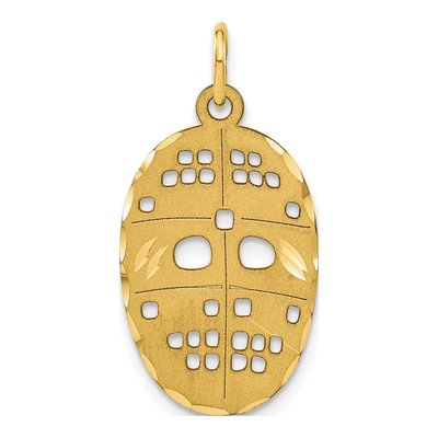 10K Yellow Gold Hockey Mask Pendant