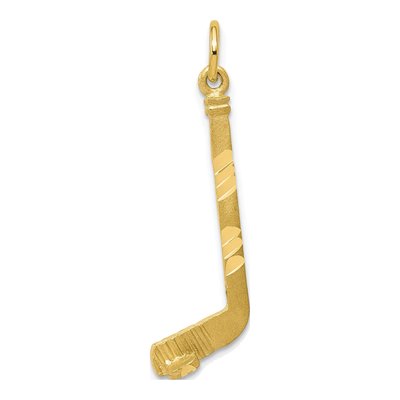 10K Yellow Gold Diamond-Cut Hockey Stick Charm