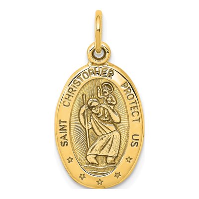 10K Yellow Gold St Christopher Oval Pendant