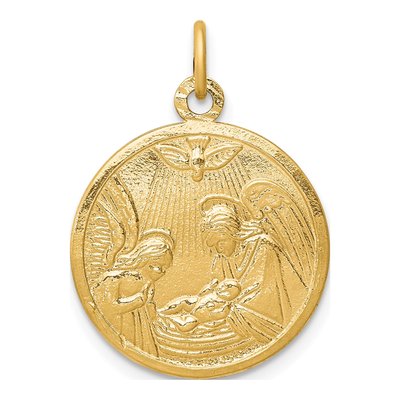 10K Yellow Gold Baptism Disc Pendant
