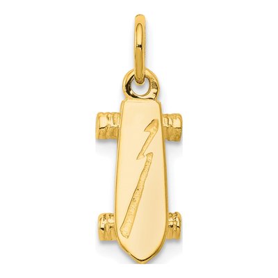 10K Yellow Gold 3-D Skateboard Charm