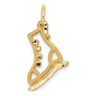 10K Yellow Gold Diamond-Cut Ice Skate Charm