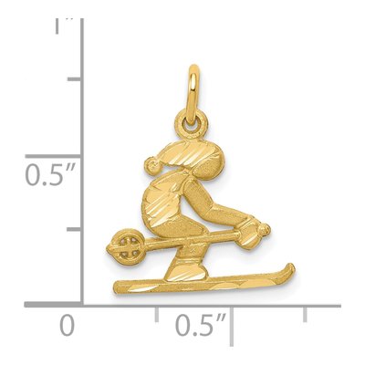 10K Yellow Gold Diamond-Cut Skier Pendant – view 4