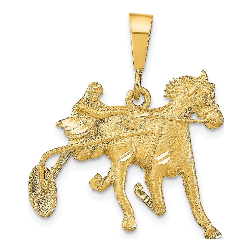 10K Yellow Gold Horse Charm Racer Pendant