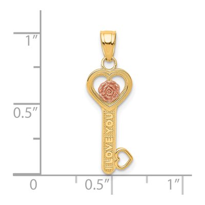 10K Two-Tone I LOVE YOU Key Charm Pendant – view 4